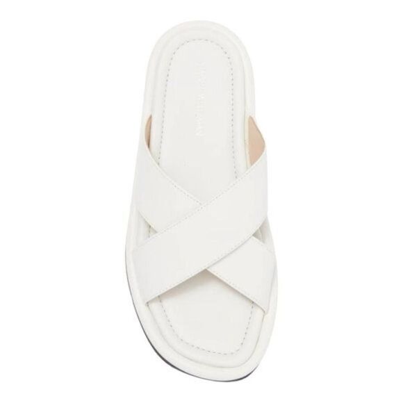 Stuart Weitzman Elodie Leather Slide Sandal in White Size 10 - Picture 3 of 9